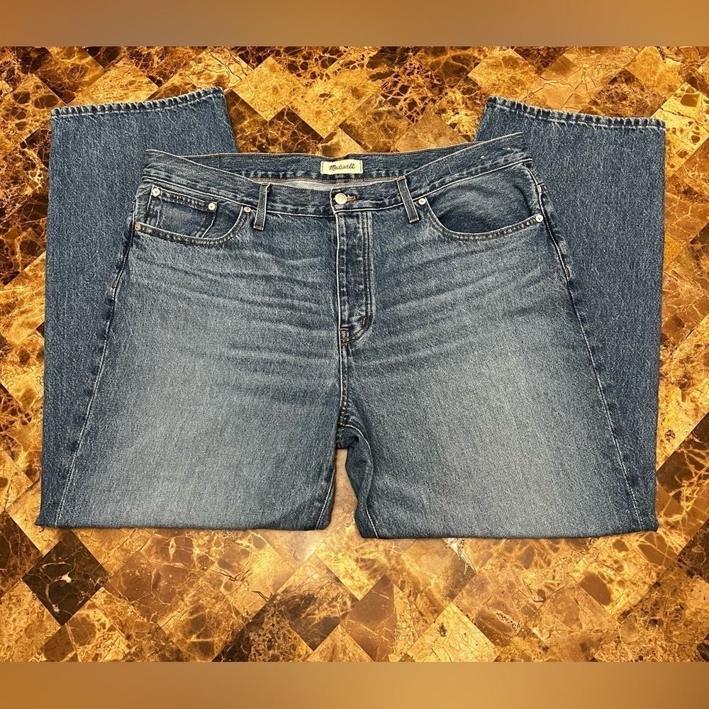 Madewell Low Slung Straight Leg Jeans Palmina Wash 33 - Picture 4 of 10